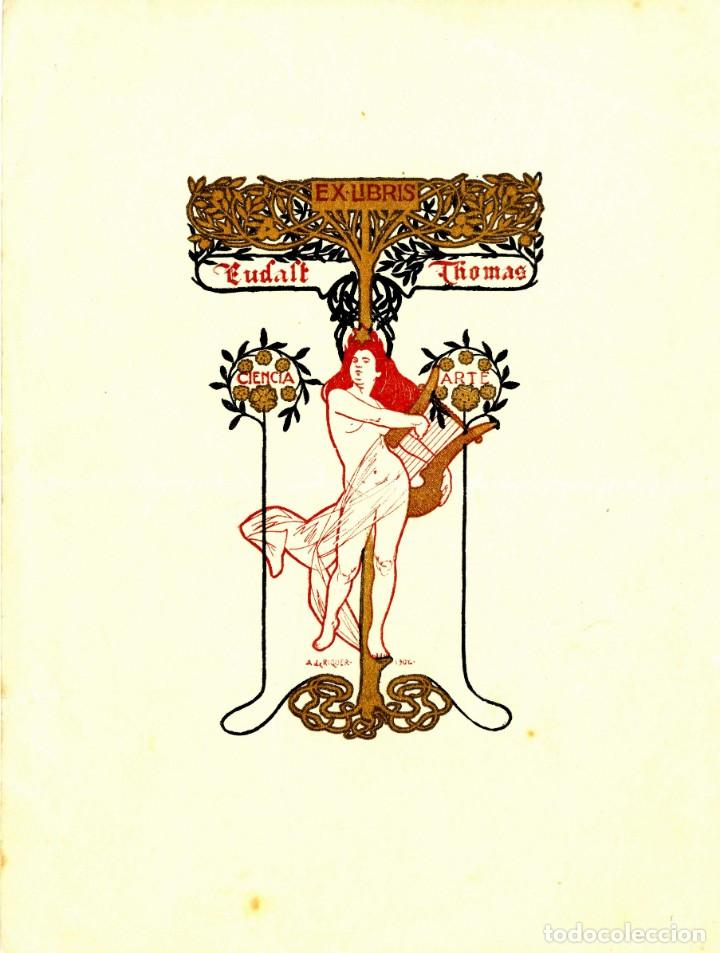 Arte: Alexandre de Riquer. Ex libris para Eudalt Thomas - Foto 1