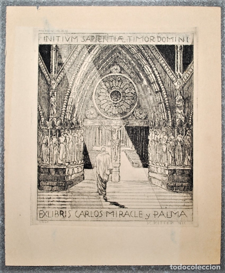 Arte: Ex Libris de Karl Ritter para Carlos Miracle y Palma - Foto 1