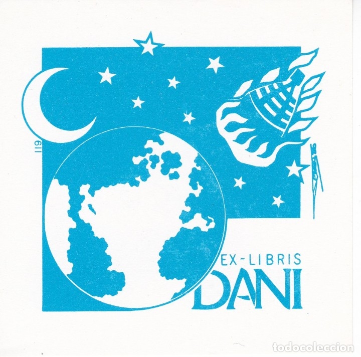 Arte: EX-LIBRIS DE DANI DE LA TIERRA Y SATELITE DE TERESA COSTA - Foto 1