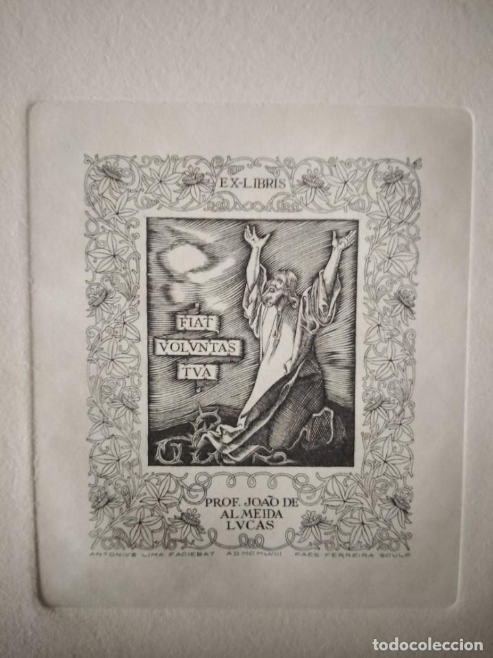 Arte: Exlibris profesor Joao de Almeida Lucas. 10 x 11 cms. - Foto 2
