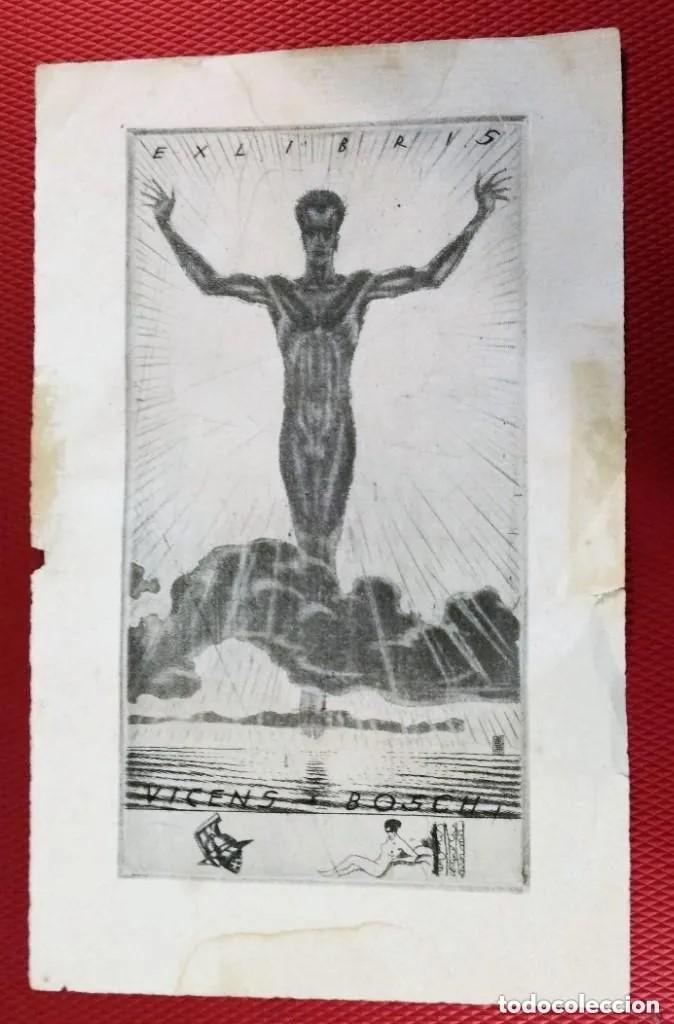 Arte: Exlibris Vicnes Bosch er&oacute;tico. 20 x 12,50 cm - Foto 1