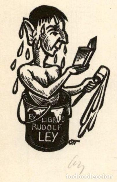 Arte: ORIGINAL - EXLIBRIS EX-LIBRIS Ott Herbert para Rudolf Ley - 100 X 80 MM - Foto 1