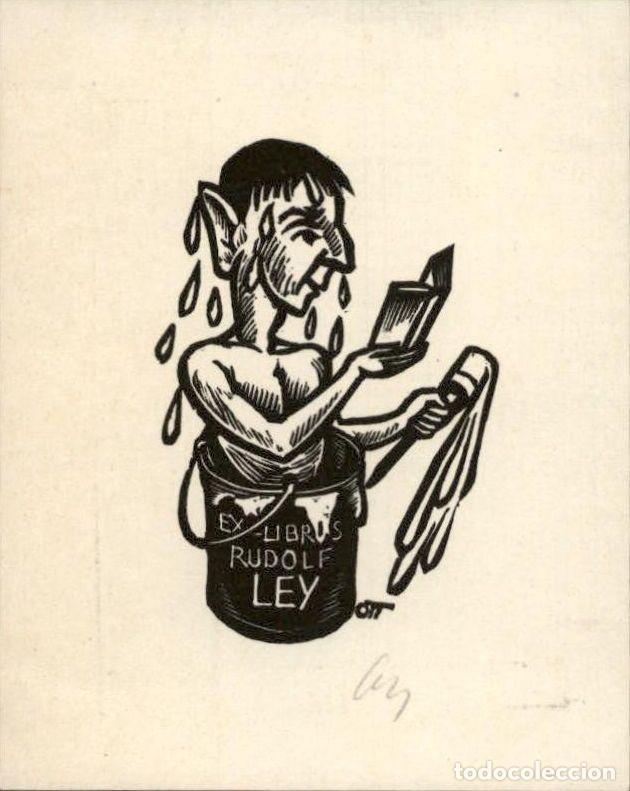 Arte: ORIGINAL - EXLIBRIS EX-LIBRIS Ott Herbert para Rudolf Ley - 100 X 80 MM - Foto 2