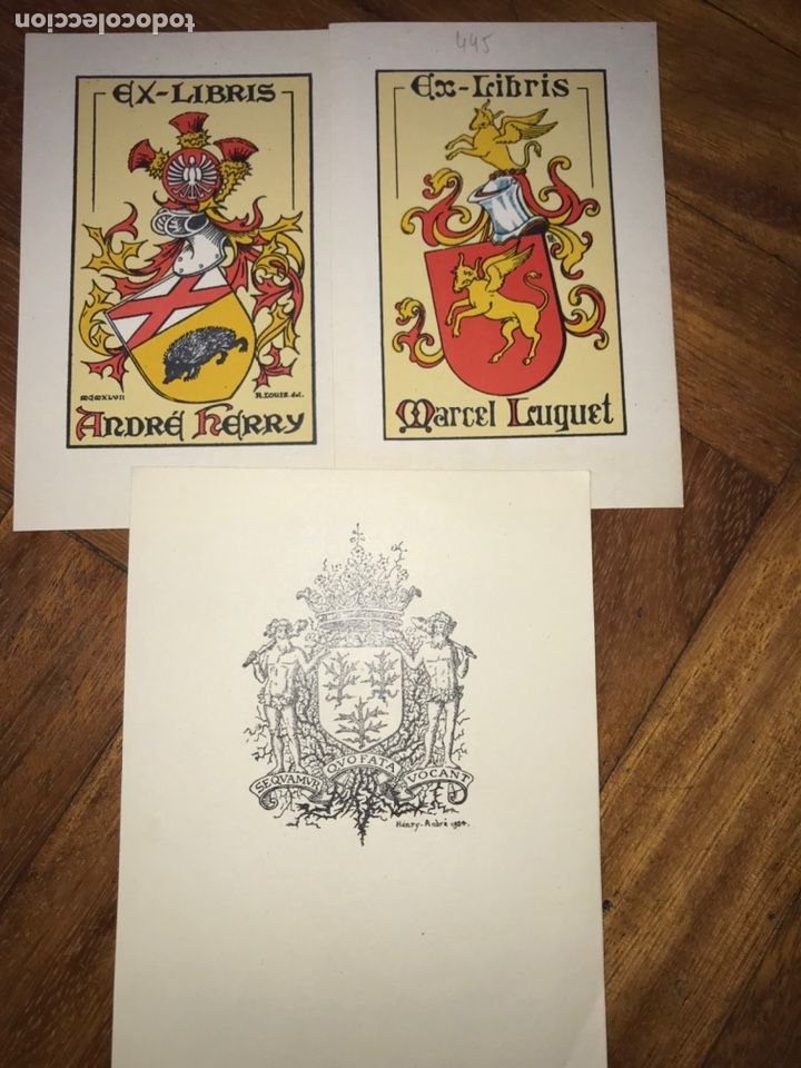 Arte: LOTE DE 3 EXLIBRIS HER&Aacute;LDICOS. - Foto 1