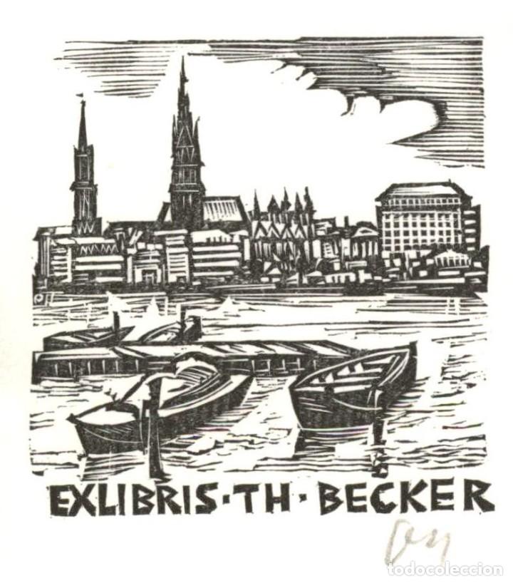 Arte: ORIGINAL - EXLIBRIS EX-LIBRIS Theodor Becker - Huff - 9 X 7 CMS - Foto 1