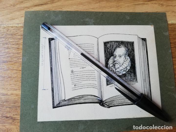 Arte: Dise&ntilde;o original a tinta de un exlibris antiguo - Foto 1
