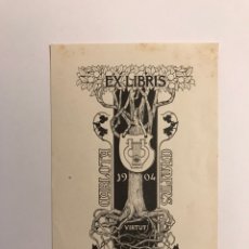 Arte: EX LIBRIS, J. RENART (LIT.) CARLOTA CAMPINS 1904.. VIRTUT... DE ESTILO MODERNISTA. Lote 215681358