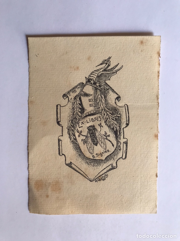 Arte: EX LIBRIS, B. SIGALES, Lit. A. Castello (a.1910) - Foto 1