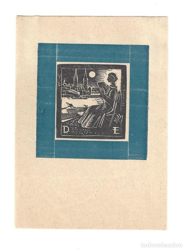 Arte: EX- LIBRIS.- D. E. SE&Ntilde;ORA LEYENDO. ARTE. LIBROS- 1935 - Foto 1