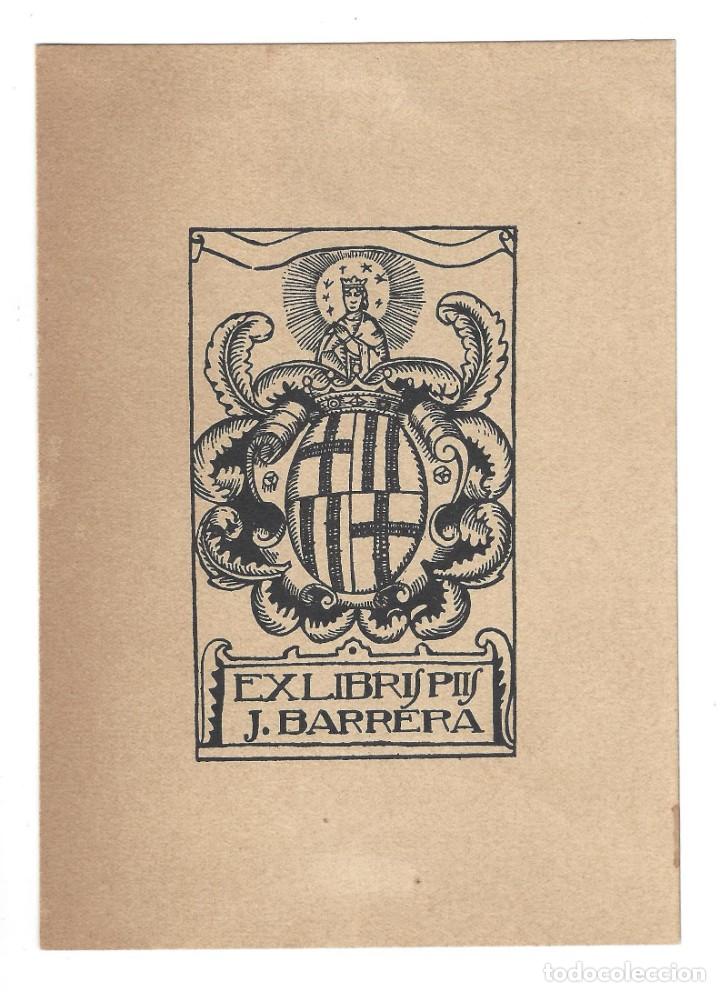 Arte: EX- LIBRIS.- J. BARRERA. ARTE. LIBRO - Foto 1