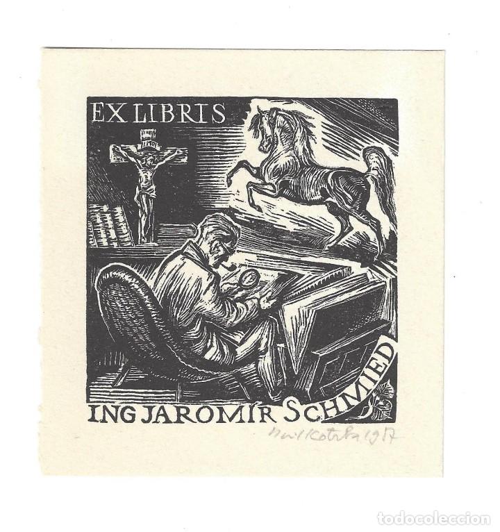 Arte: EX- LIBRIS.- ING JAROMIR SCHMIED. ARTE. CABALLOS. LIBROS - Foto 1