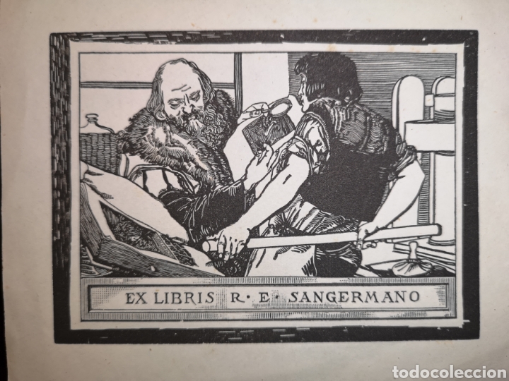 Arte: EX LIBRIS - R. E. SANGERMANO - 11 X 9.50 CM - Foto 1