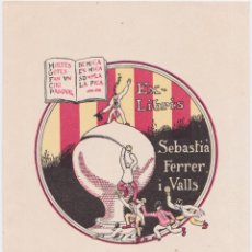 Arte: EX-LIBRIS DE JOAN GOLS I SOLER PARA SEBASTIÀ FERRER I VALLS - 1916. Lote 248042830