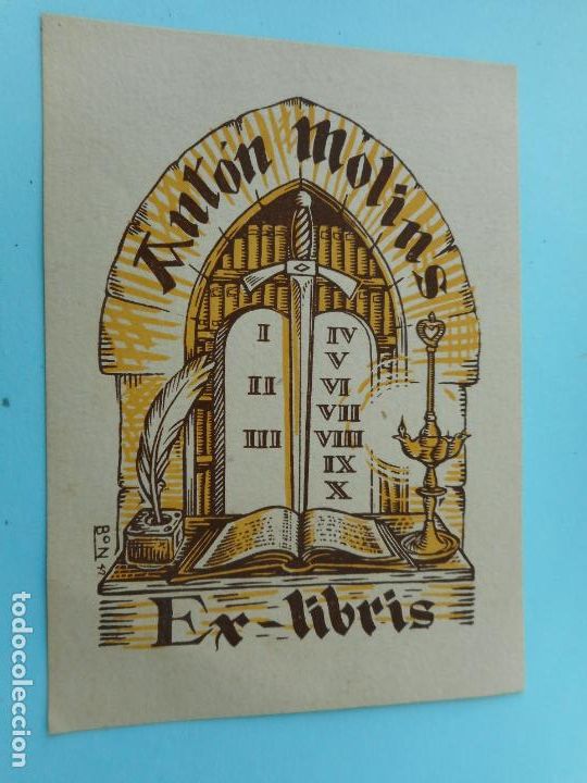 Arte: ANTIGUO EX LIBRIS.ANTON MOLINS. SIGLO XX - Foto 1