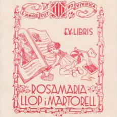 Arte: EX-LIBRIS DE Mª FIGUEROLA I RUBIO PARA ROSA MARIA LLOP I MARTORELL – 1946. Lote 287709943