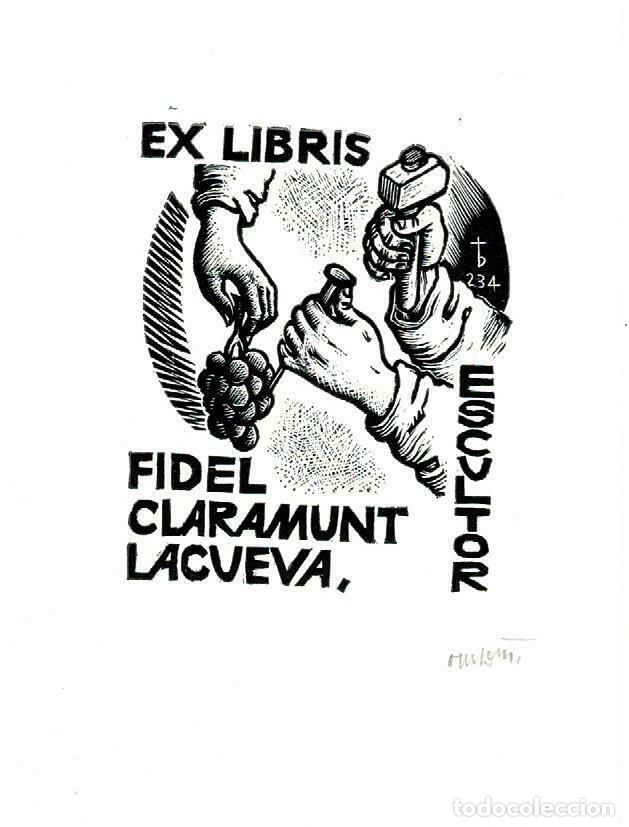 EX-LIBRIS EXLIBRIS ORIOL MARIA DIVÍ, OPUS 234, 1984. ESCULTOR UVAS (Arte - Ex Libris)