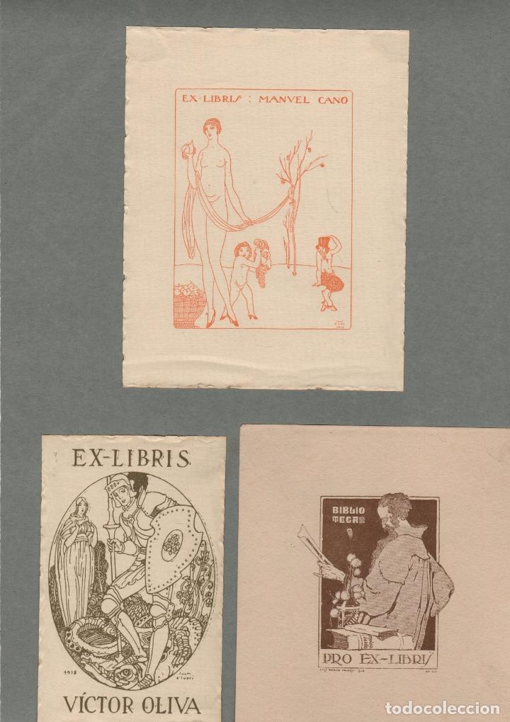 Arte: LOTE DE 3 EXLIBRIS A&Ntilde;OS 1913 Y 1918 - Foto 1