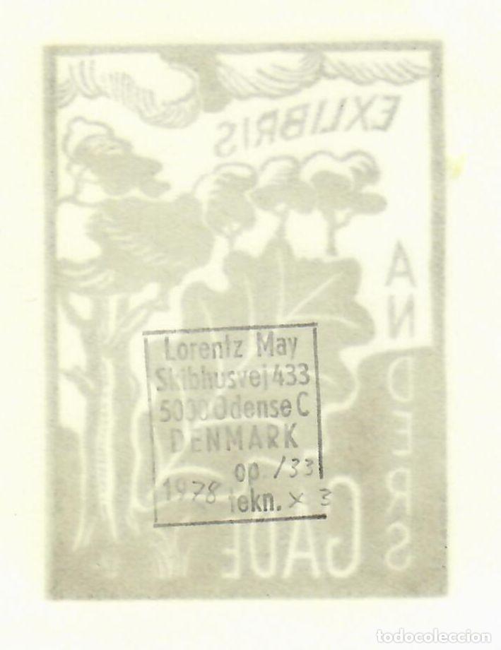 Arte: EXLIBRIS Bookplate Lorentz May para Ebbe Jespersen Denmark 8 x 7 cms - Foto 2
