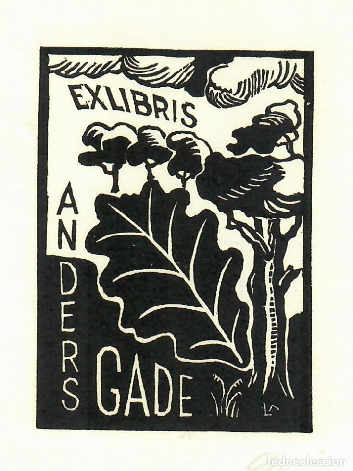Arte: EXLIBRIS Bookplate Lorentz May para Anaders Gade Denmark 9 x 7 cms - Foto 1