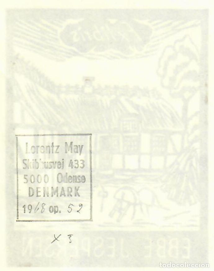 Arte: EXLIBRIS Bookplate Lorentz May para Anaders Gade Denmark 9 x 7 cms - Foto 2