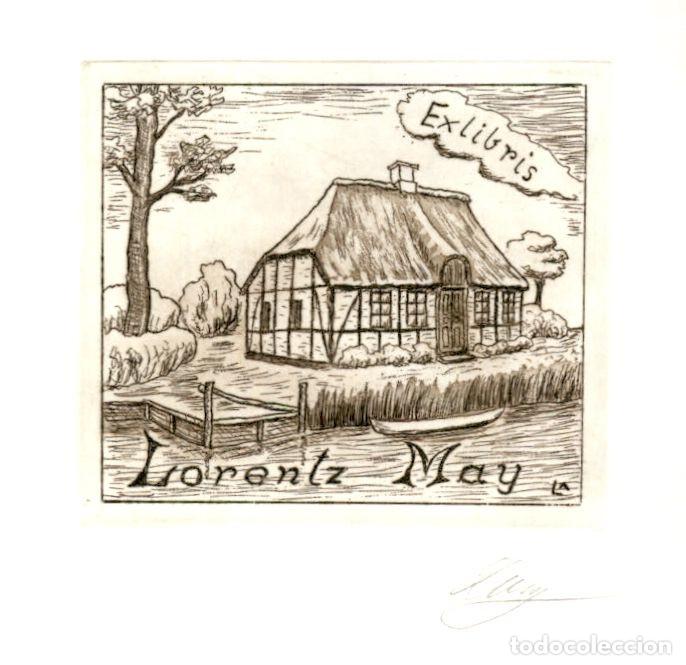 Arte: EXLIBRIS Bookplate Lorentz May Denmark 10 x 10 cms - Foto 1