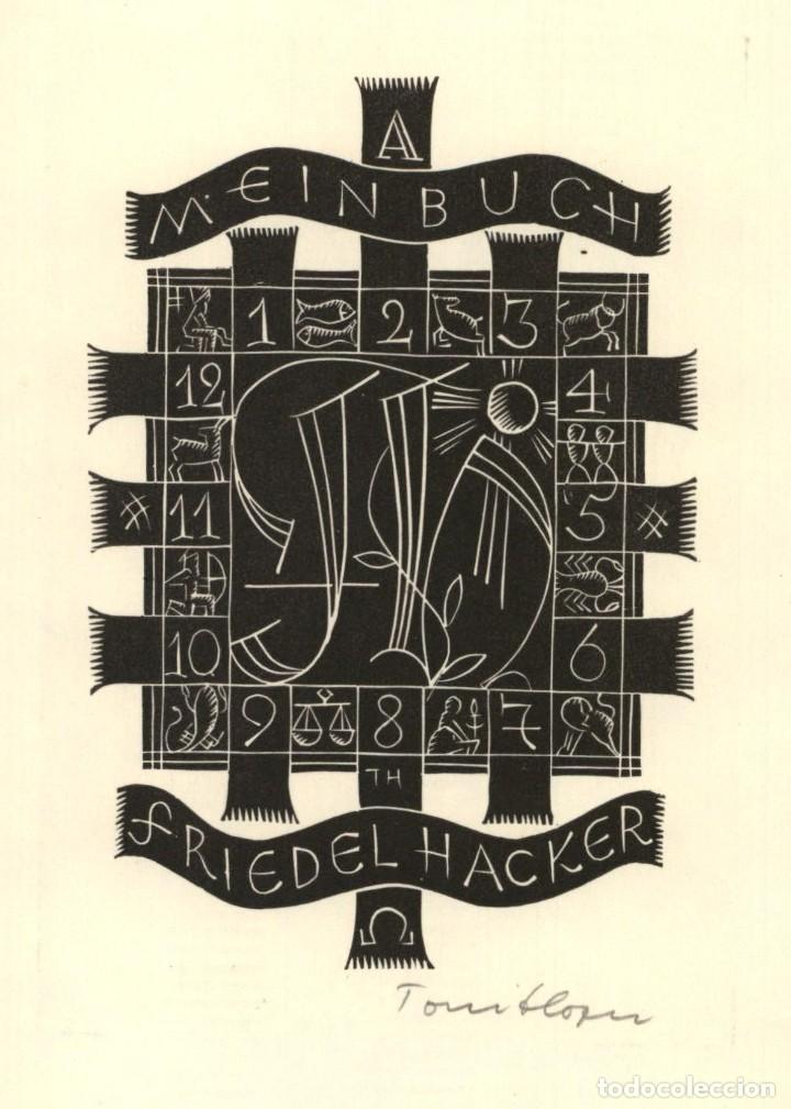 Arte: EXLIBRIS Bookplate Toni Hofer - Austria - Friede Hacker 16 x 12 cms Ex-libris - Foto 1