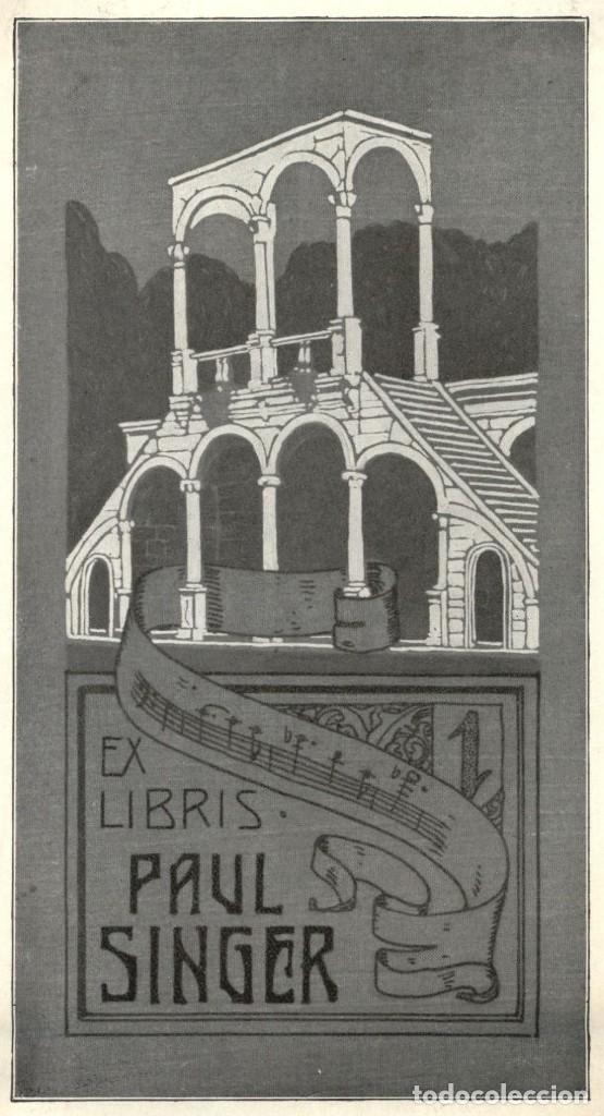 Arte: EXLIBRIS Bookplate Hoffmann para Paul Singer 17 x 9 cms Ex-libris - Foto 1