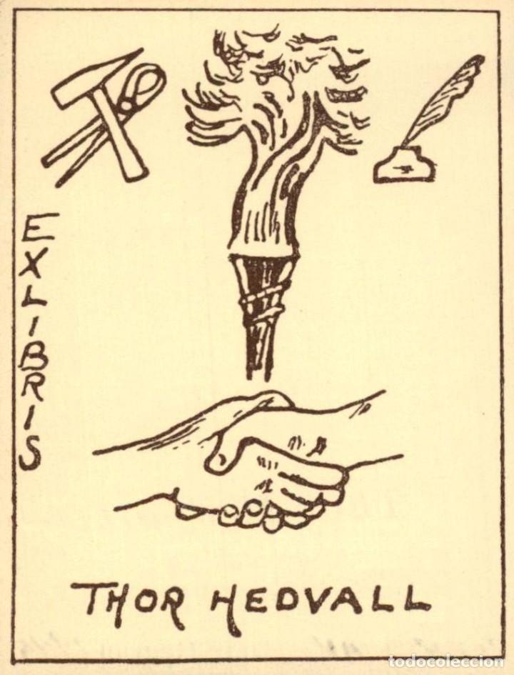 Arte: EXLIBRIS Bookplate Thor Hedvall 1945 8 x 6 cms Ex-libris - Foto 1