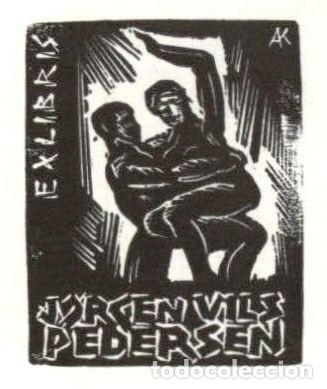 Arte: EXLIBRIS Bookplate Jorgen Vils Pedersen 6 x 5 cms Ex-libris - Foto 1