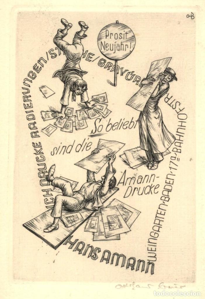 Arte: EXLIBRIS Bookplate &ndash; Hans Amann - 14 x 10 cms Ex-libris - Foto 1