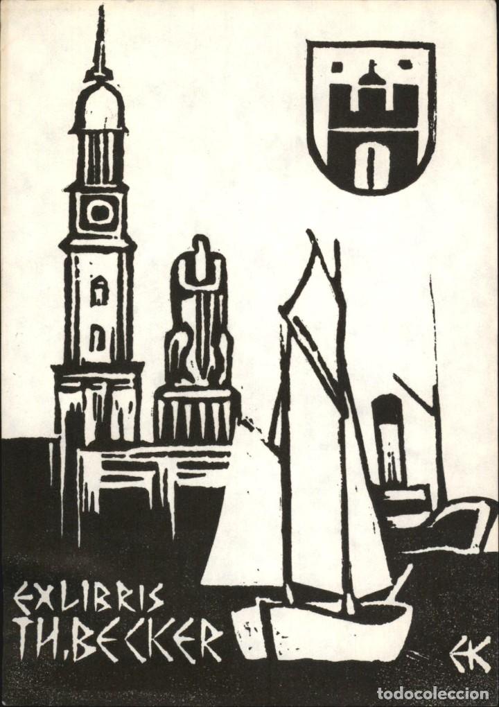 Arte: EXLIBRIS Bookplate - Theodor Becker - 15 x 10 cms Ex-libris - Foto 1