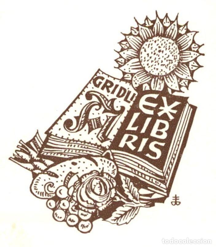 Arte: EXLIBRIS Bookplate &ndash; A expertizar - 7 x 7 cms Ex-libris &ndash; Gridli - Foto 1