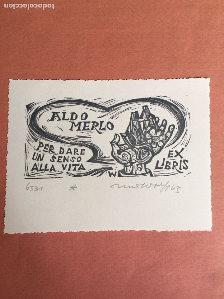 Arte: Ex Libris. Xilograf&iacute;a Aldo Merlo. Remo Wolf - Foto 1