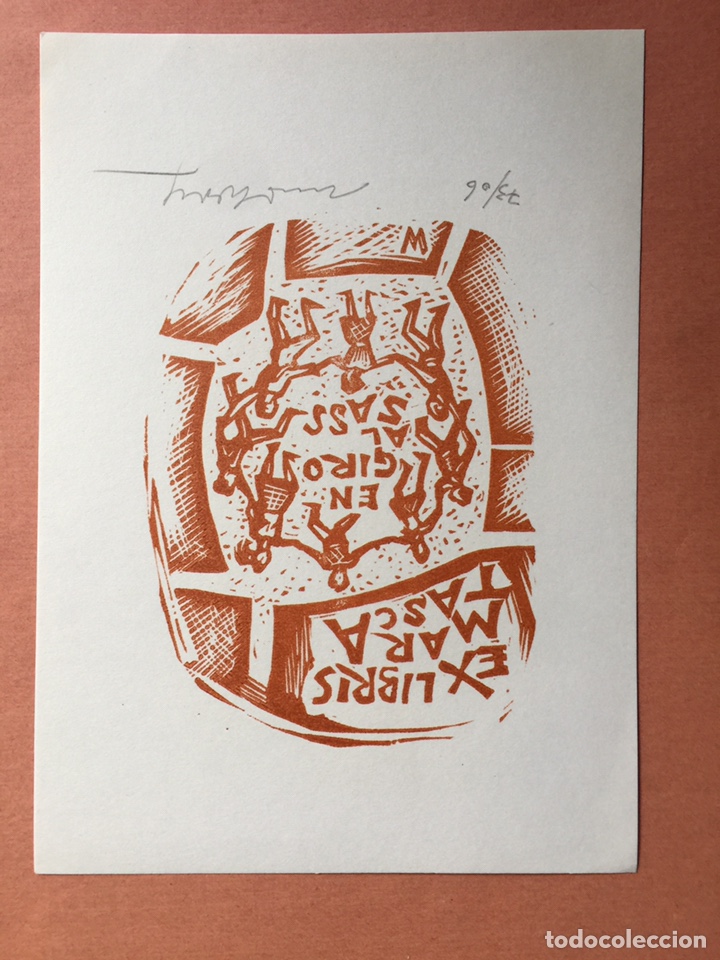 Arte: Ex Libris Remo Wolf para Mar Tasca. Xilogr&aacute;fico - Foto 1