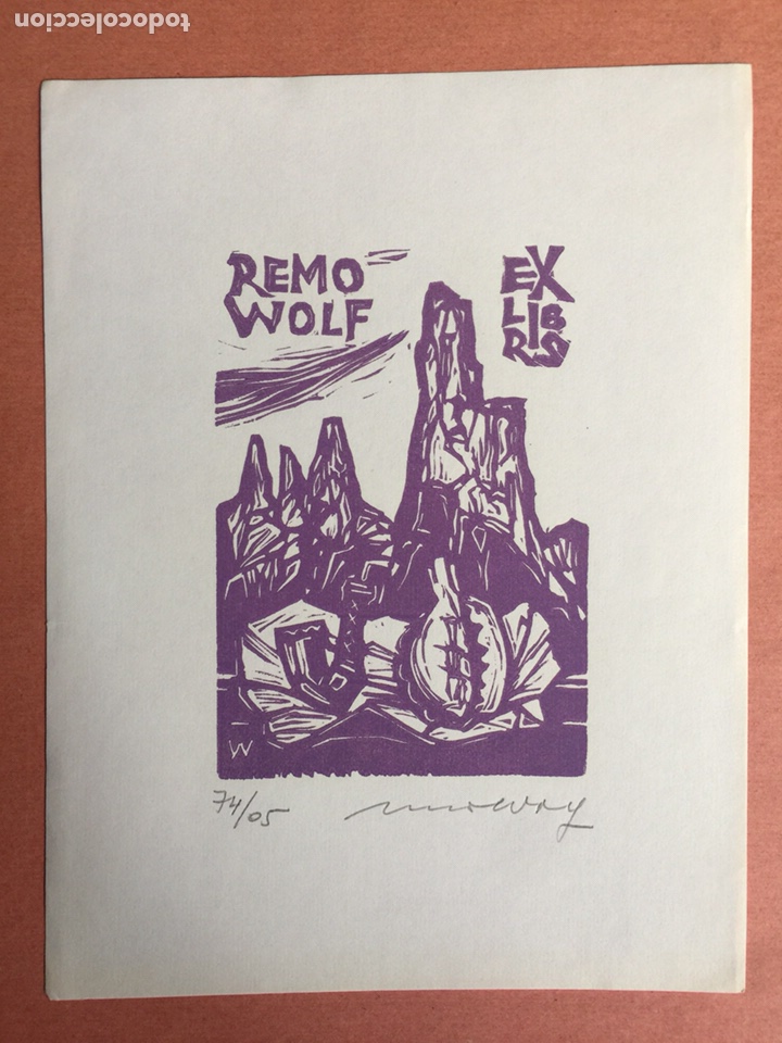 Arte: Ex Libris. Xilogr&aacute;fico. Remo Wolf - Foto 1