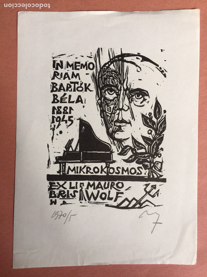 Arte: Ex Libris in memoriam Bela Bartok. Xilogr&aacute;fico - Foto 1