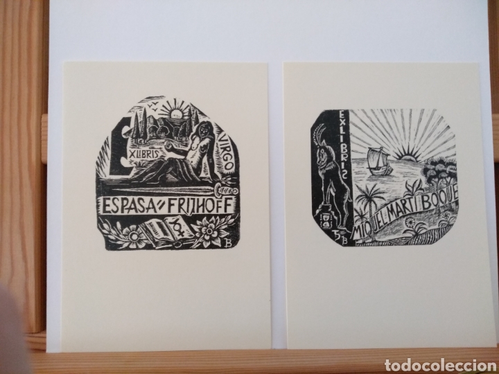 Arte: 8 Ex-libris xilogr&aacute;ficos de Pl&agrave;cid Boqu&eacute; - Foto 1