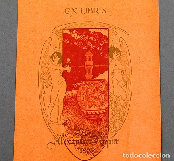 Arte: ALEXANDRE DE RIQUER - EXLIBRIS - PLUMA - MACARIO FAU - Foto 4