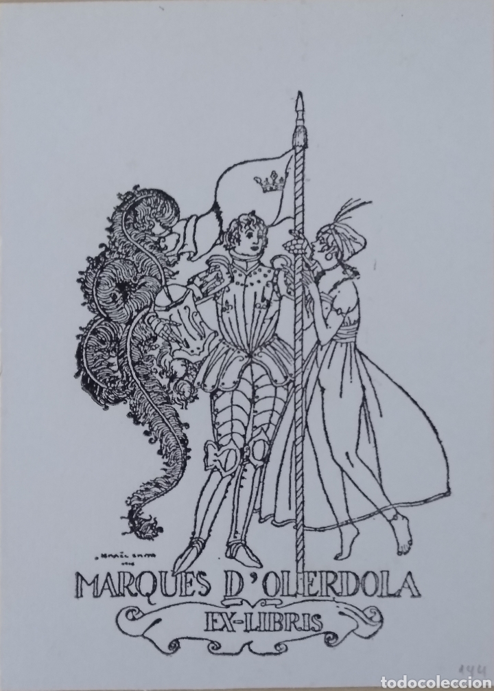 Arte: EX-LIBRIS ORIGINAL DE ISMAEL SMITH PARA EL MARQU&Egrave;S DE OLERDOLA - Foto 1