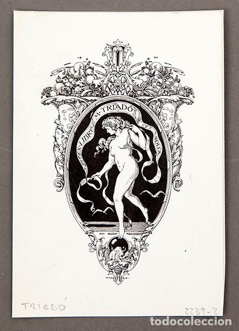 Arte: TRIAD&Oacute; - EXLIBRIS ORIGINAL - PLUMA - M. TRIADO - Foto 1