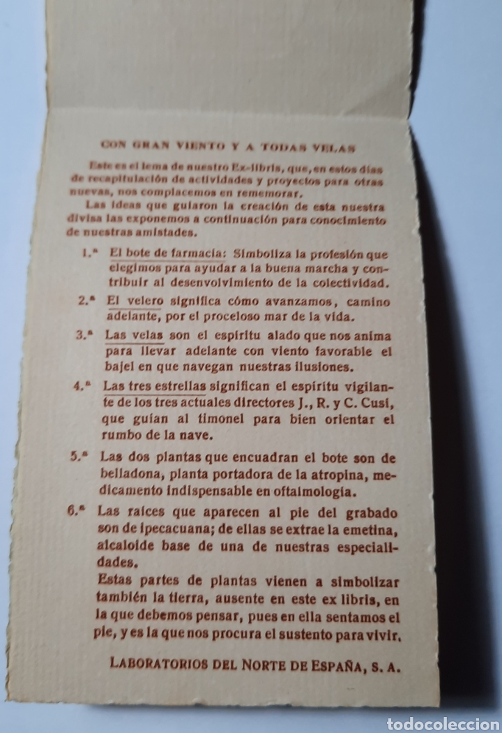 Arte: EX-LIBRIS / LABORATORIOS DEL NORTE DE ESPA&Ntilde;A 1947 - 1948 - Foto 2