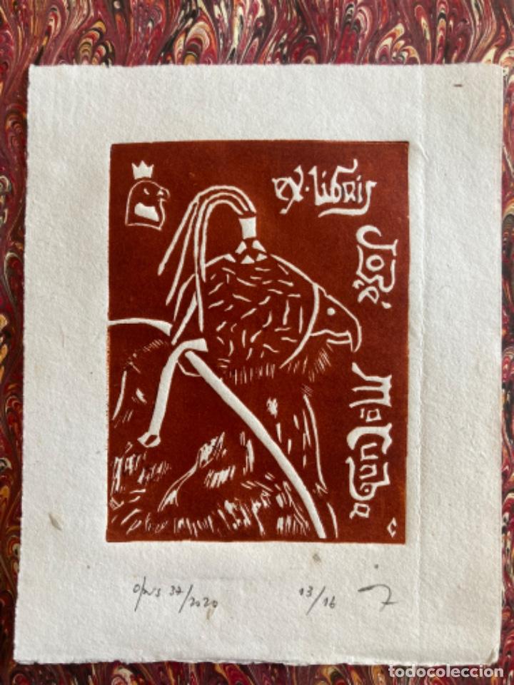 Arte: Ex-Libris Grabado Caza Falcoaria - Foto 1