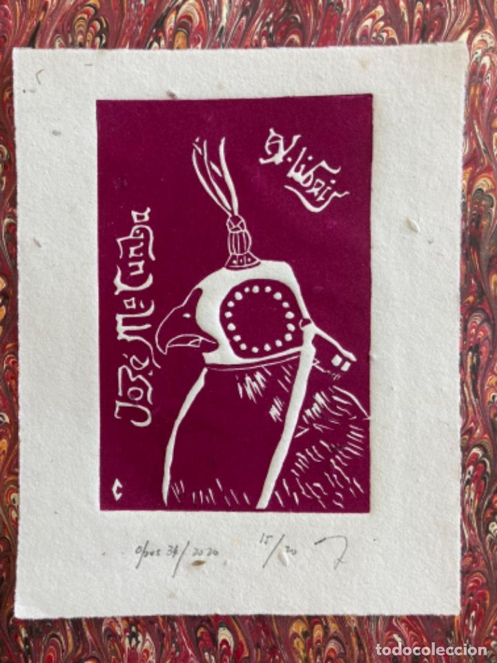 Arte: Ex-Libris Grabado Caza Falcoaria - Foto 1