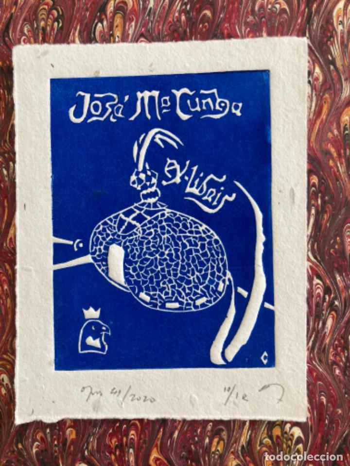 Arte: Ex-Libris Grabado Caza Falcoaria - Foto 1