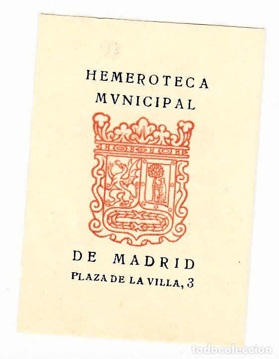 Arte: Hemeroteca Municipal Madrid Exlibris - Foto 1