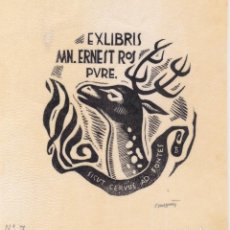 Arte: EX-LIBRIS DE ORIOL Mª DIVI I COLL PARA MN.ERNEST ROS,PVRE. - 1965 – PAPER PERGAMÍ - FIRMAT. Lote 374797009