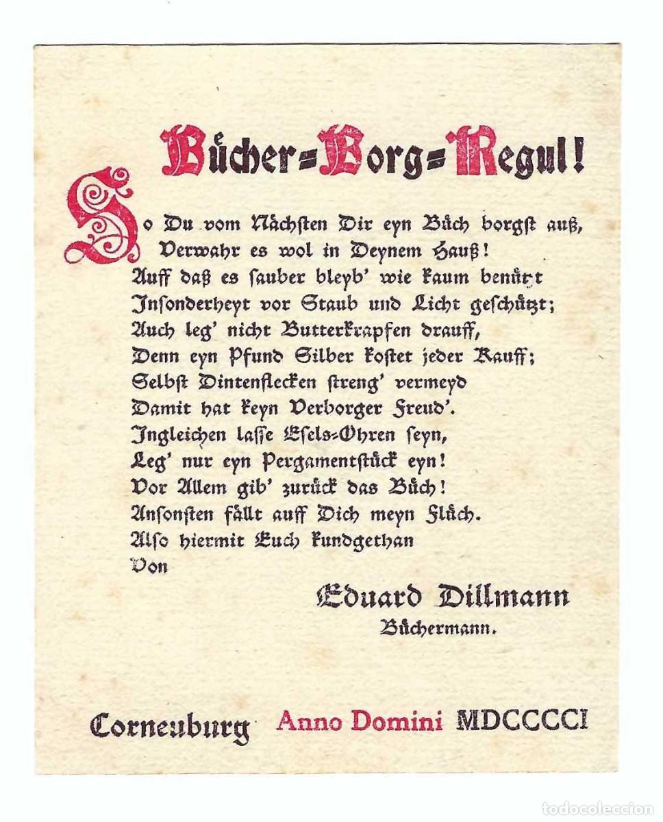 Arte: EX- LIBRIS.- BUCHER BORG REGUL. EDUARD DILLMANN. ARTE. LIBROS - Foto 1