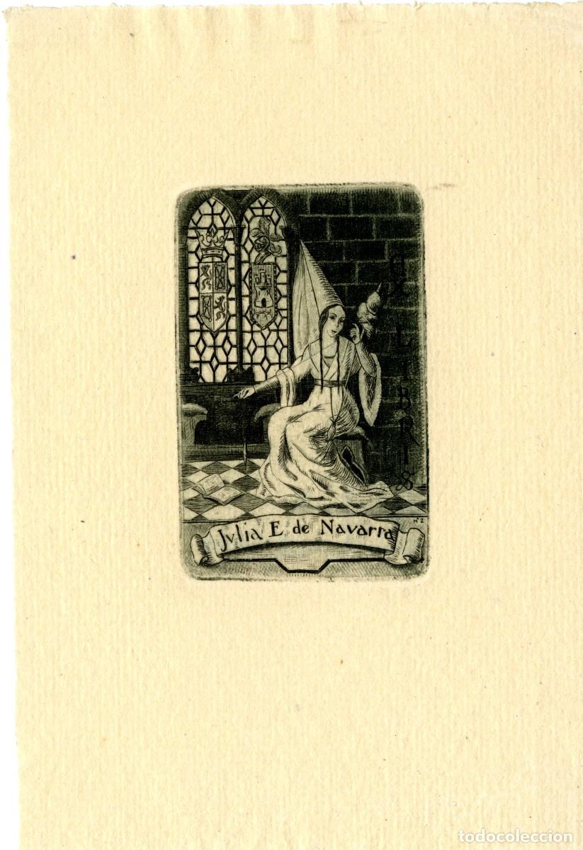 Arte: Luis Enr&iacute;quez de Navarra. Ex libris para Julia E. de Navarra - Foto 1