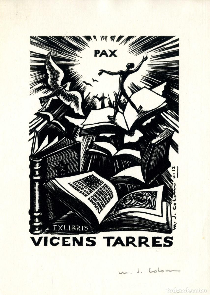 Arte: Mar&iacute;a Josefa Colom. Ex Libris para Vicens Tarres - Foto 1