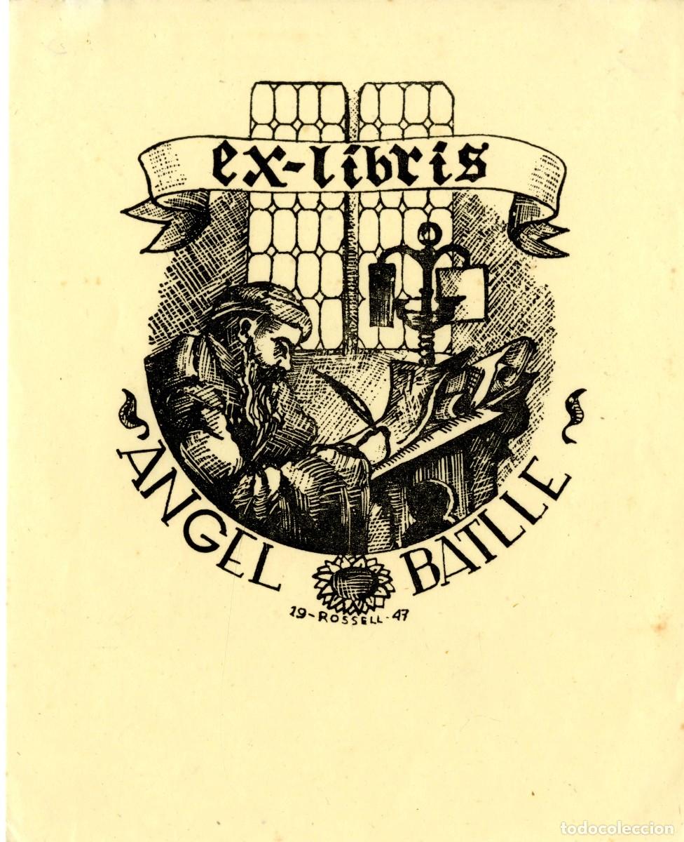 Arte: Rossell. Ex Libris para Angel Batlle - Foto 1
